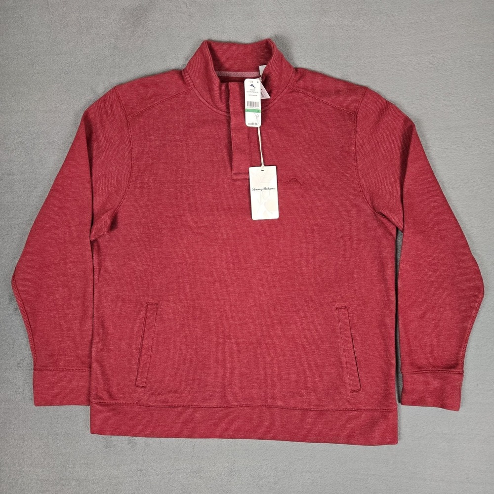 Tommy Bahama Playa Pina Port Half Zip Mens‎ Large Plum Raisin Sweatshirt NWT